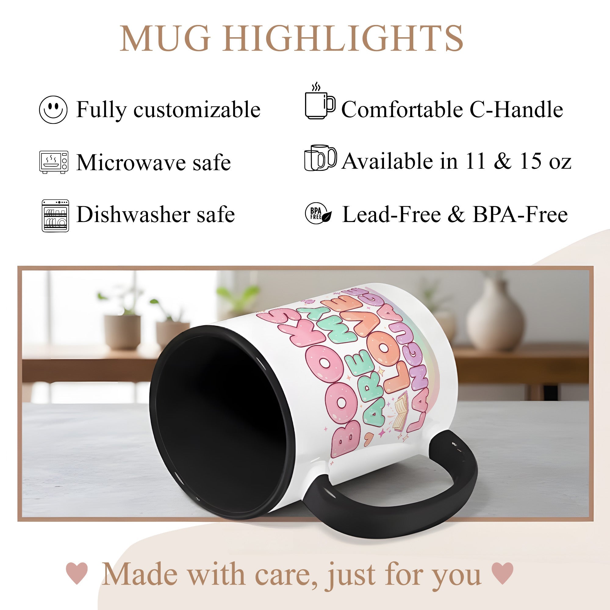 Books Are My Love Language Mug – Cute Book Lover Coffee Cup – Pastel Aesthetic Reader Gift for Women – Bookworm Mug 11oz 15oz |Mug 156