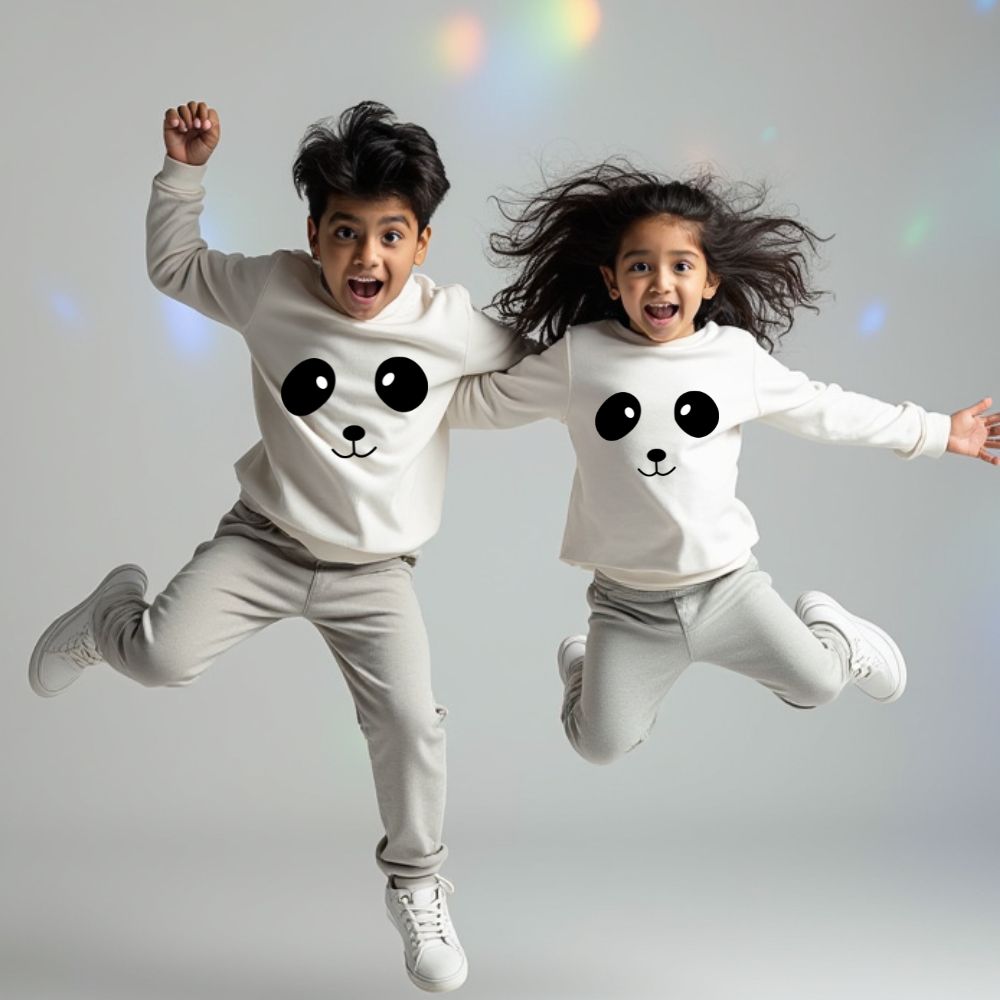 White Panda Playful Sweatshirts for Kids - Travel Sweatshirts