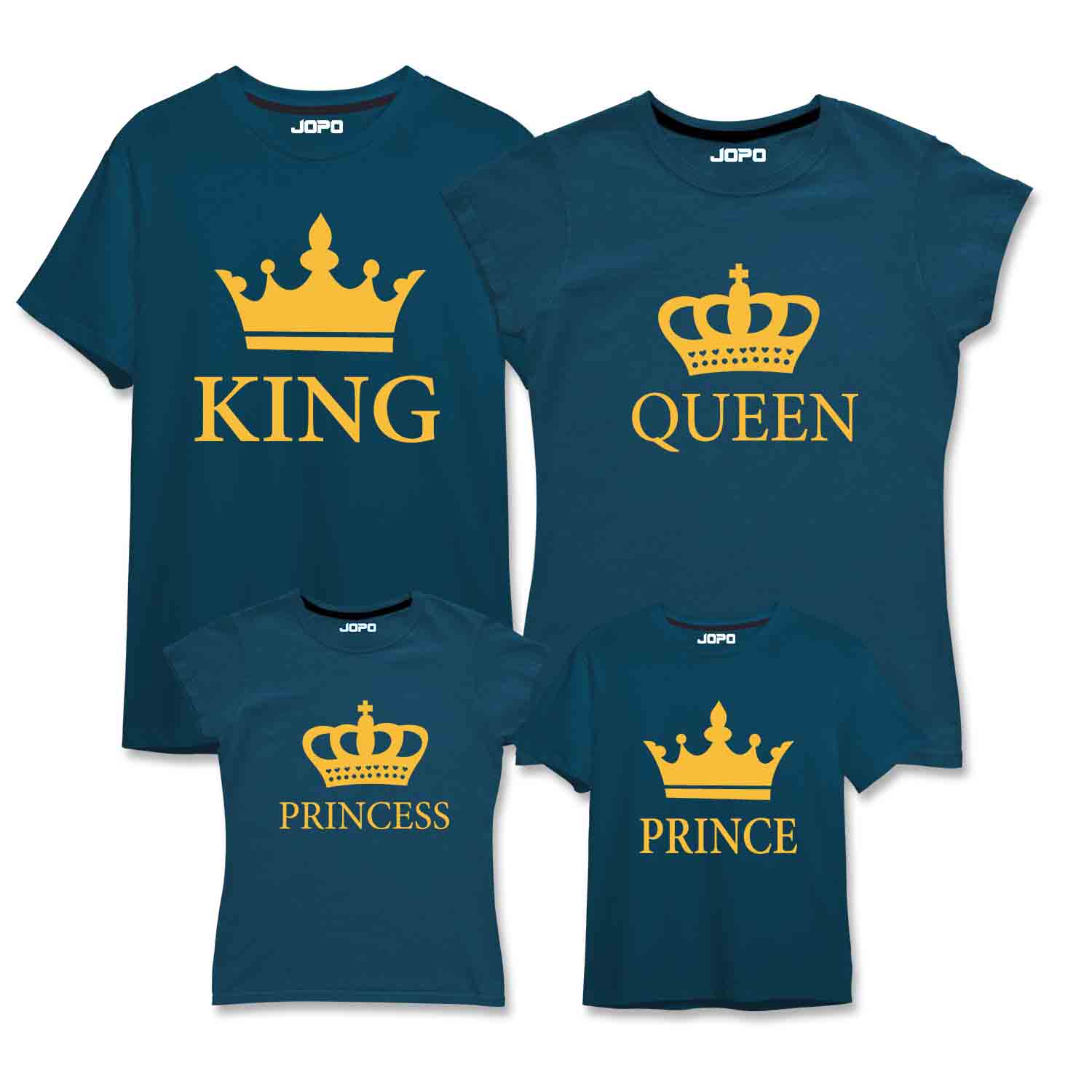 King Queen Prince Princess Matching Family T-Shirts Set of 3 and 4 for Mom, Dad, Son, Daughter