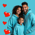 Family Matching Plain Hoodies - Aquablue
