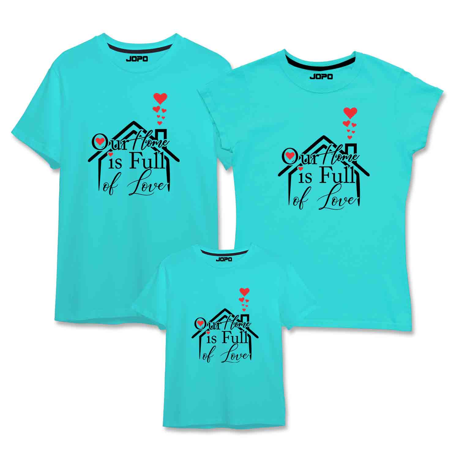 Our Home is Full of Love Matching Family T-Shirts Set of 3 and 4 for Mom, Dad, Son & Daughter