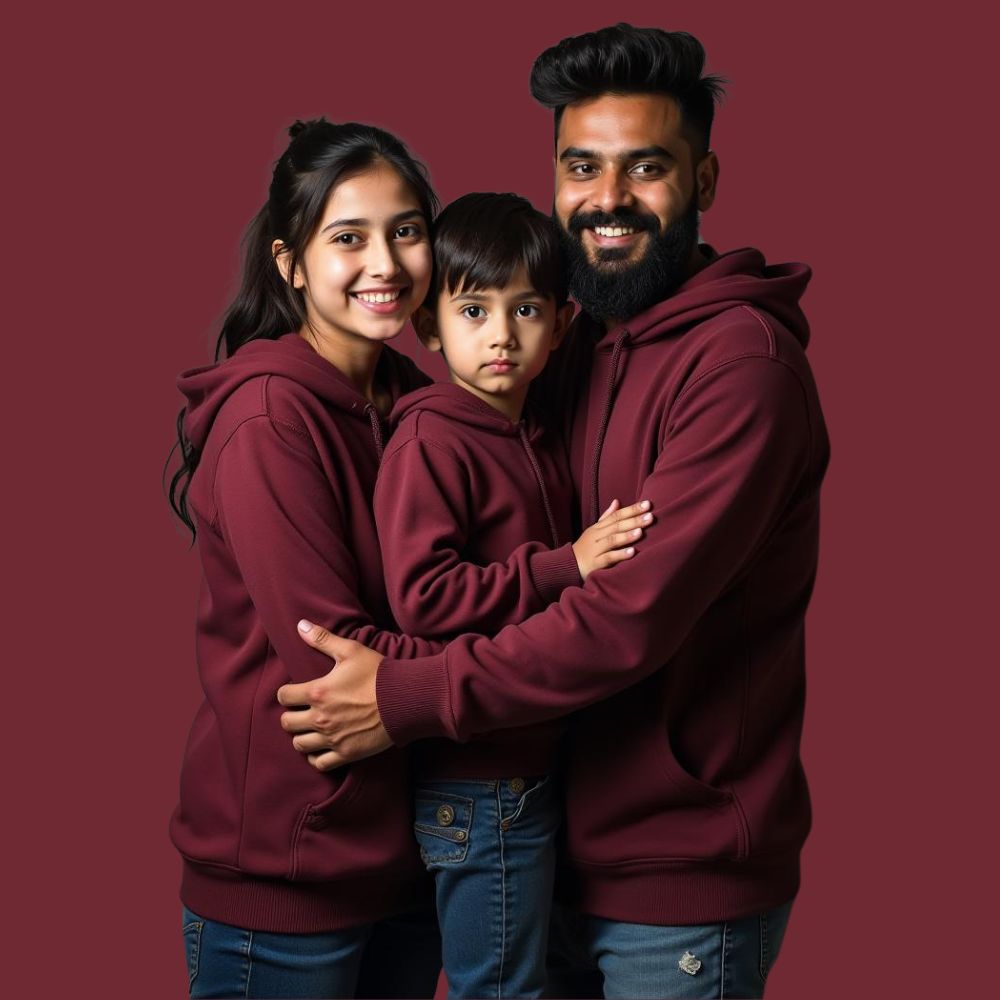 Family Matching Plain Hoodies - Maroon