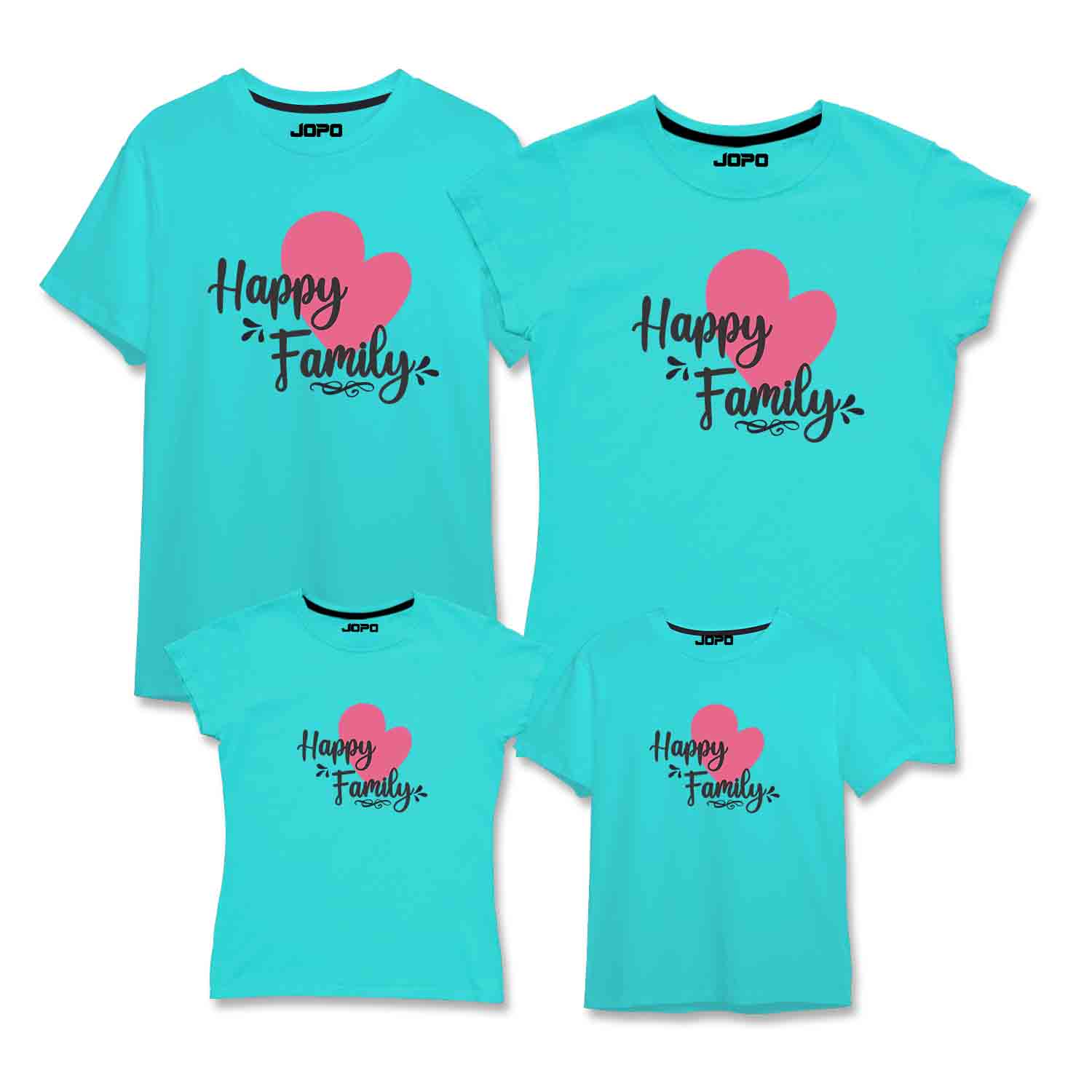 Happy Matching Family T-Shirts Set of 3 and 4 for Mom, Dad, Daughter & Son