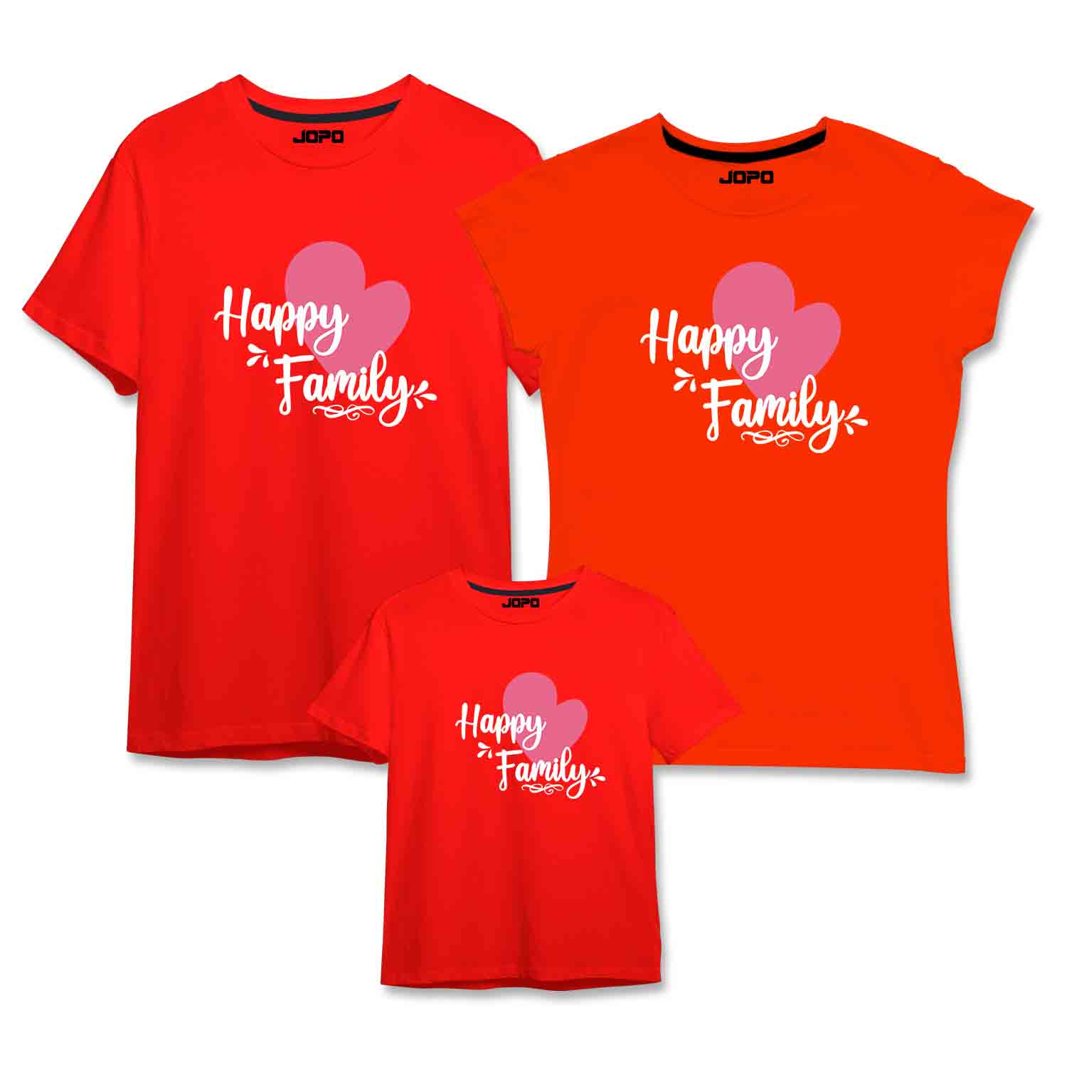 Happy Matching Family T-Shirts Set of 3 and 4 for Mom, Dad, Daughter & Son