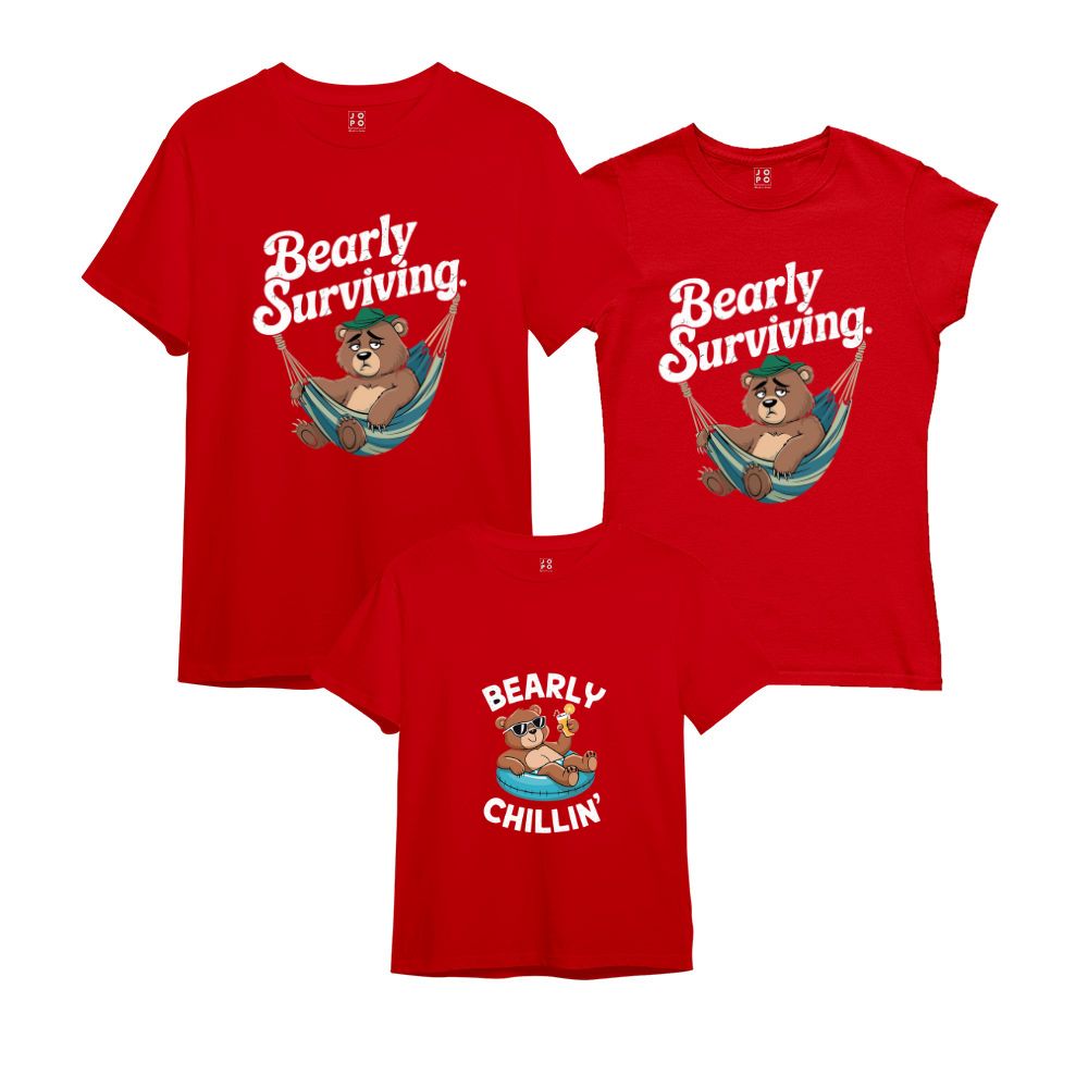Bearly Surviving and Chilling Funny Bear Vacation Family Tshirts