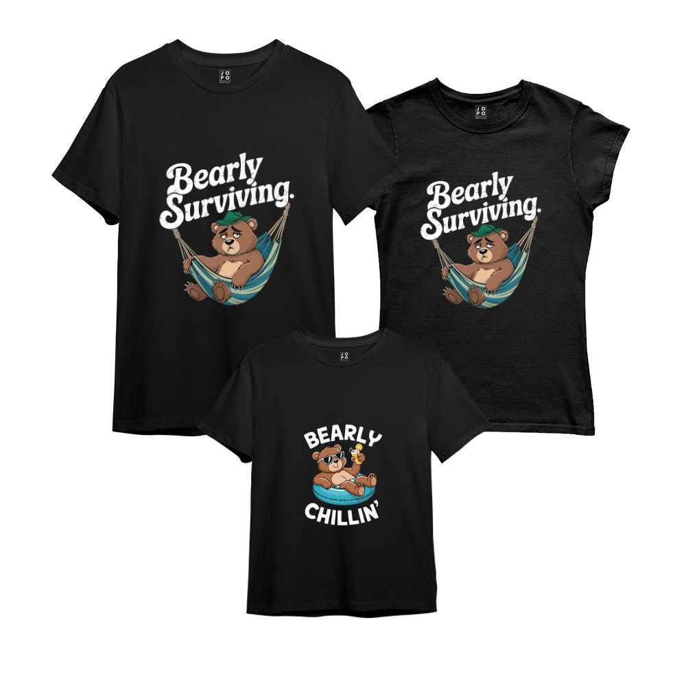 Bearly Surviving and Chilling Funny Bear Vacation Family Tshirts