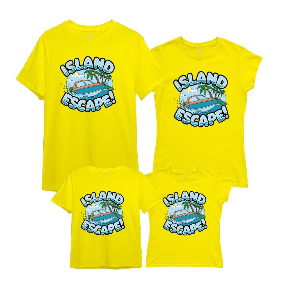 Island Escape Matching Family T-Shirts – Tropical Vacation Tees for the Whole Family