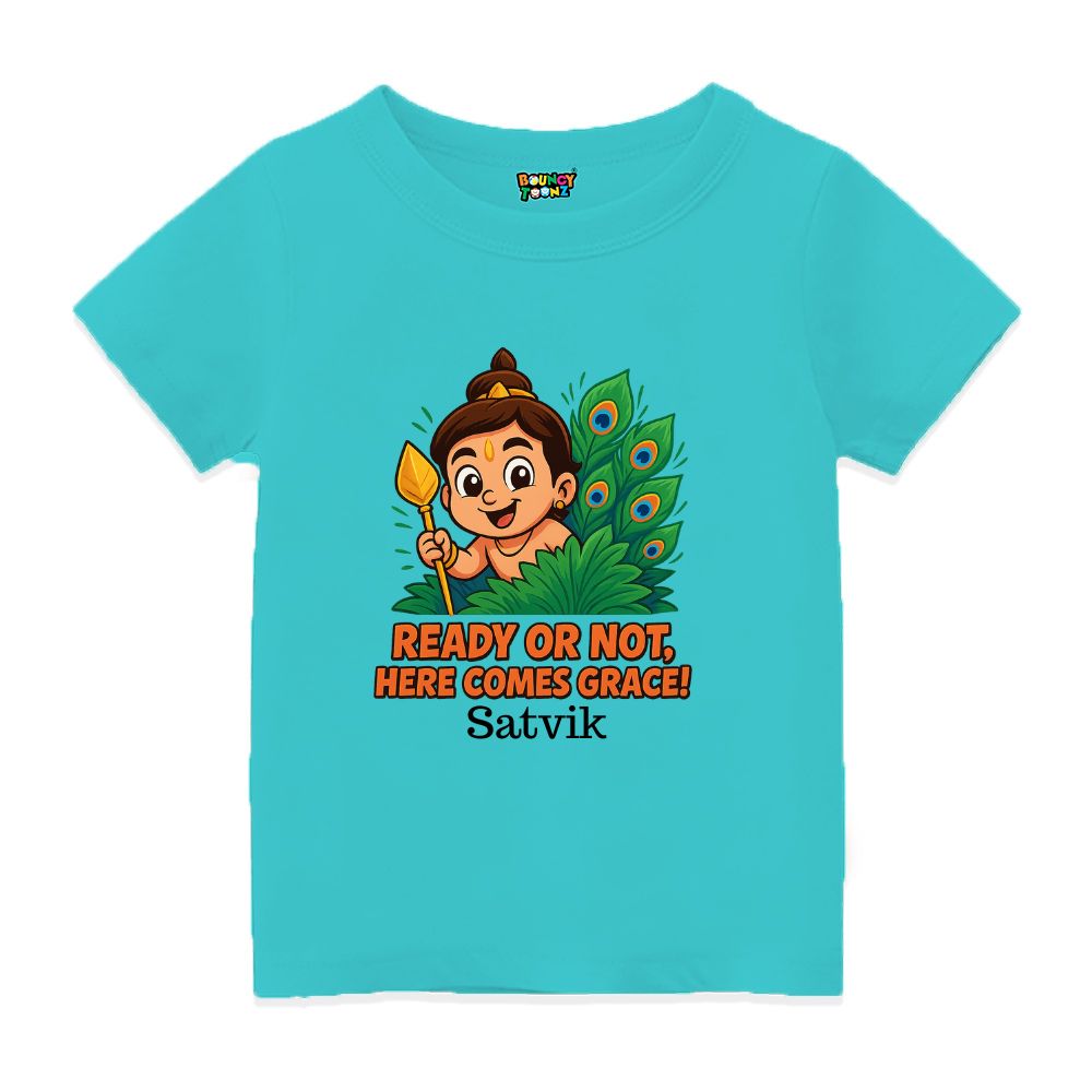 Lord Bala Muruga with Velum Mayilum - Cute Kids Tshirt