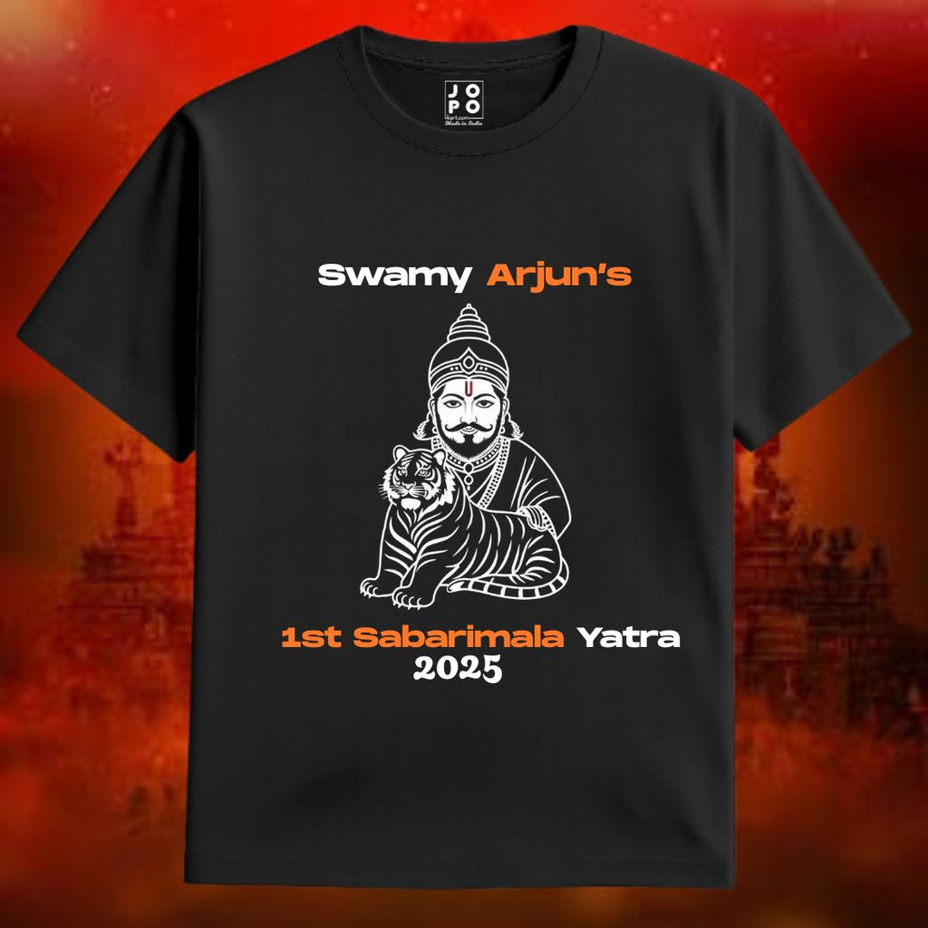 Lord Ayyappa & Tiger Graphic | 1st Sabarimala Yatra 2025 Commemorative Black T-Shirt