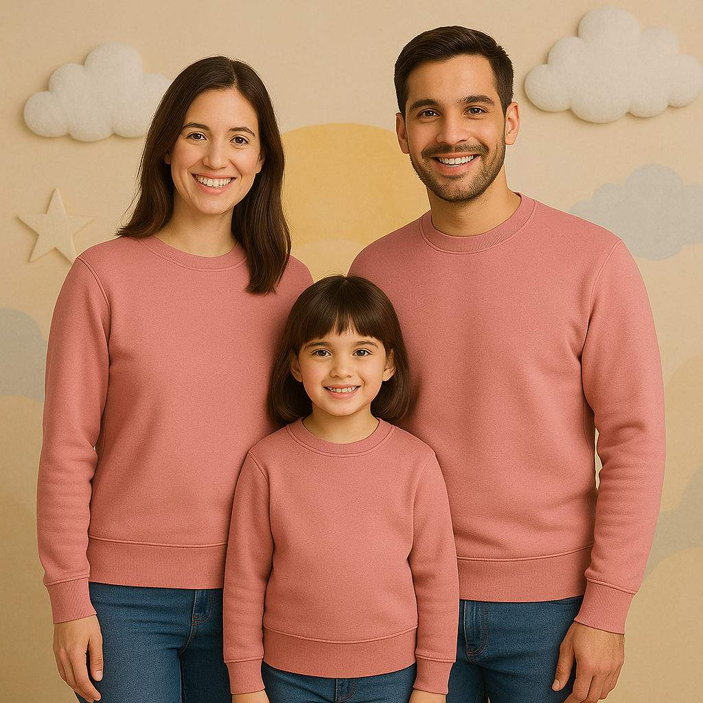 Dusty Pink Plain Sweatshirts for family