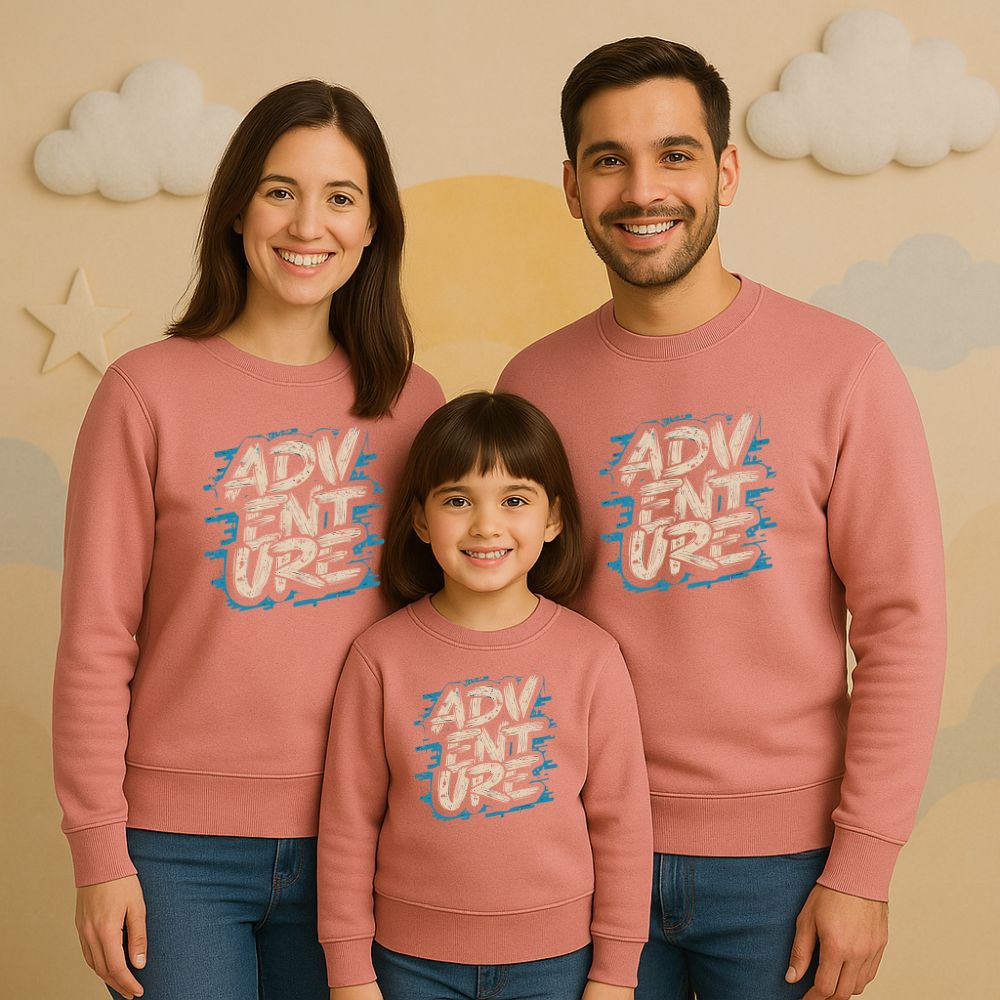 Pretty in Dusty Pink, Ready for Adventure - Matching Family Sweatshirts