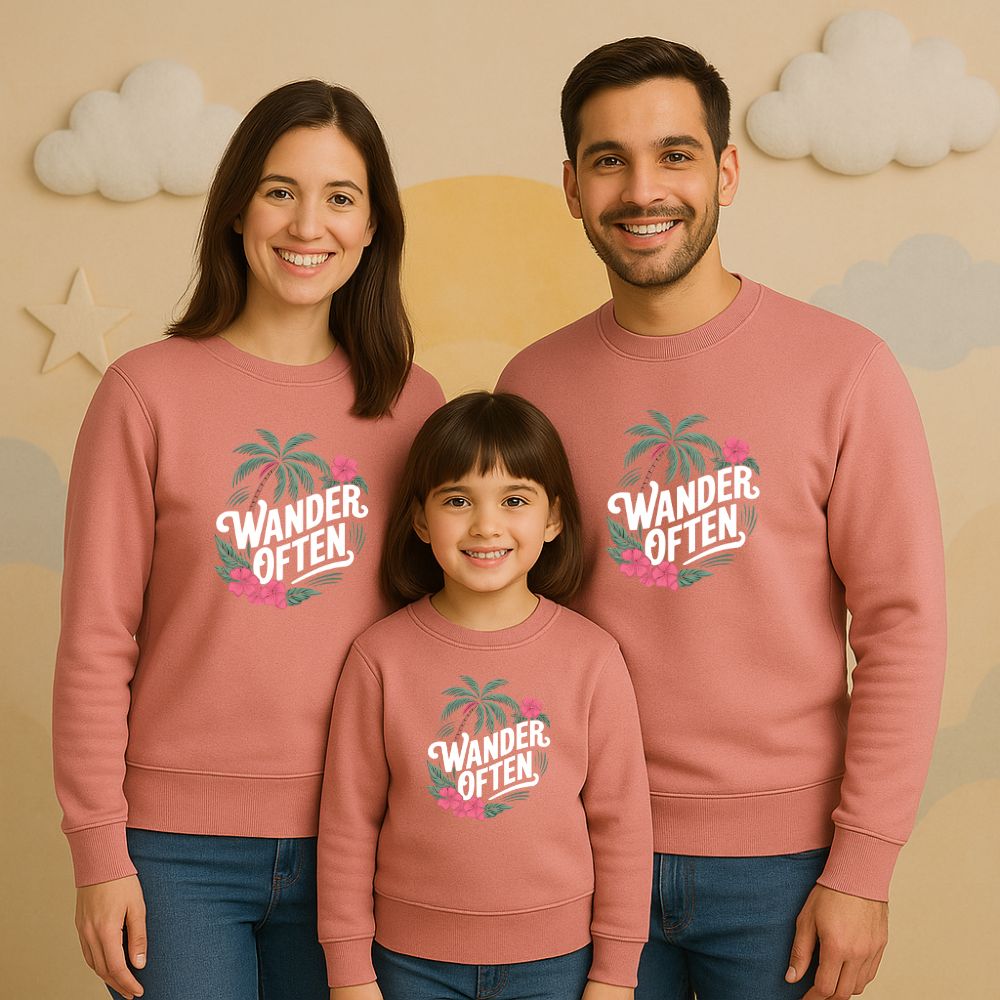 Dusty Pink Fam Sweatshirts - Wander Often, Match Always