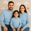 Pastel Blue Plain Sweatshirts for Family