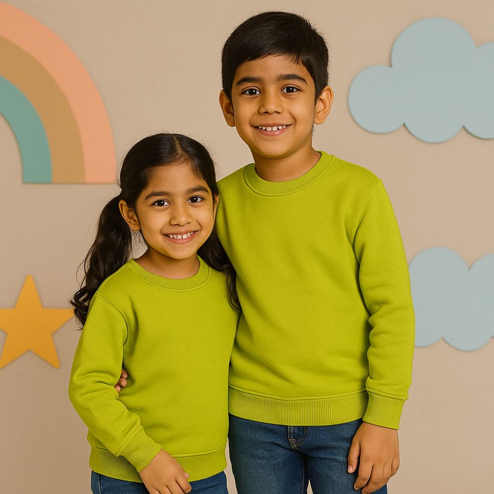 Rakhi Special – Siblings in Sync Sweatshirts in Kiwi Green for Kids