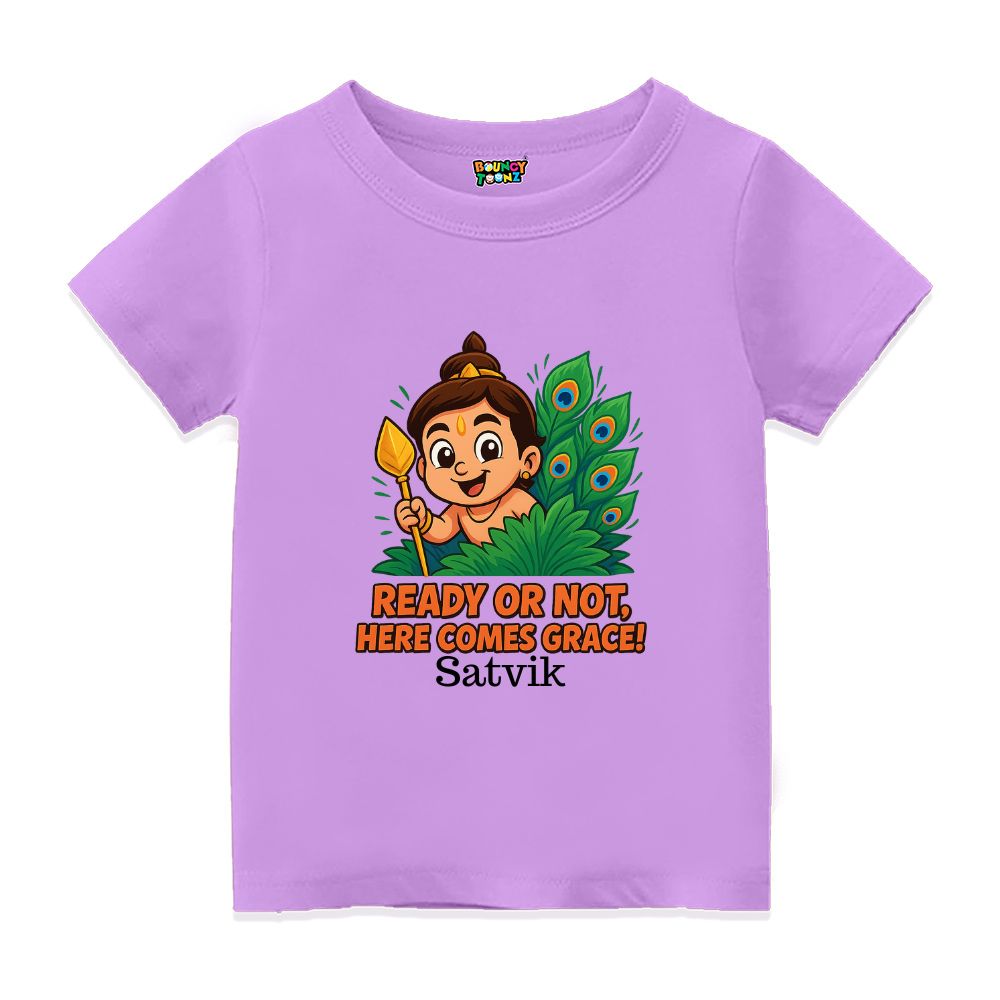 Lord Bala Muruga with Velum Mayilum - Cute Kids Tshirt
