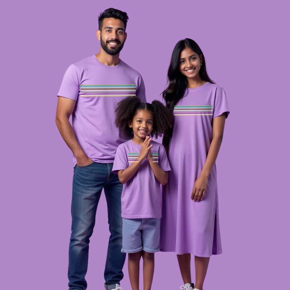 MultiStriped Lavender Block Matching Family Tshirt Set