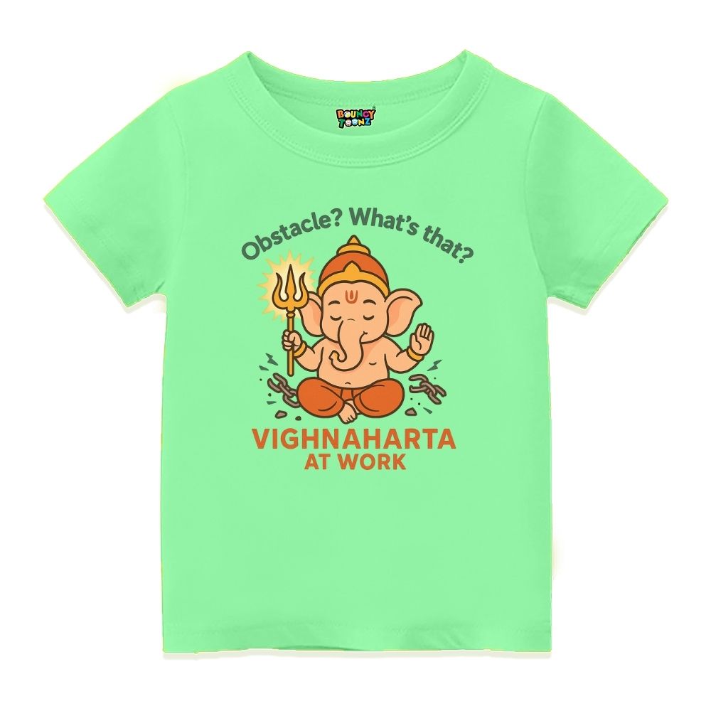 Powerful Vighnaharta Kids Tee - Obstacle Crusher Chaturthi Tee