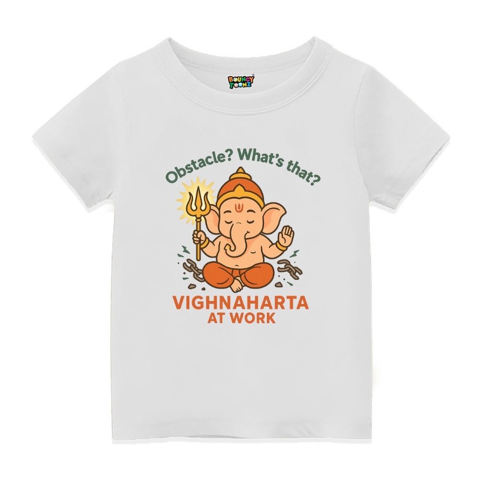 Powerful Vighnaharta Kids Tee - Obstacle Crusher Chaturthi Tee