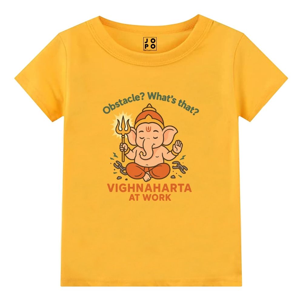 Powerful Vighnaharta Kids Tee - Obstacle Crusher Chaturthi Tee