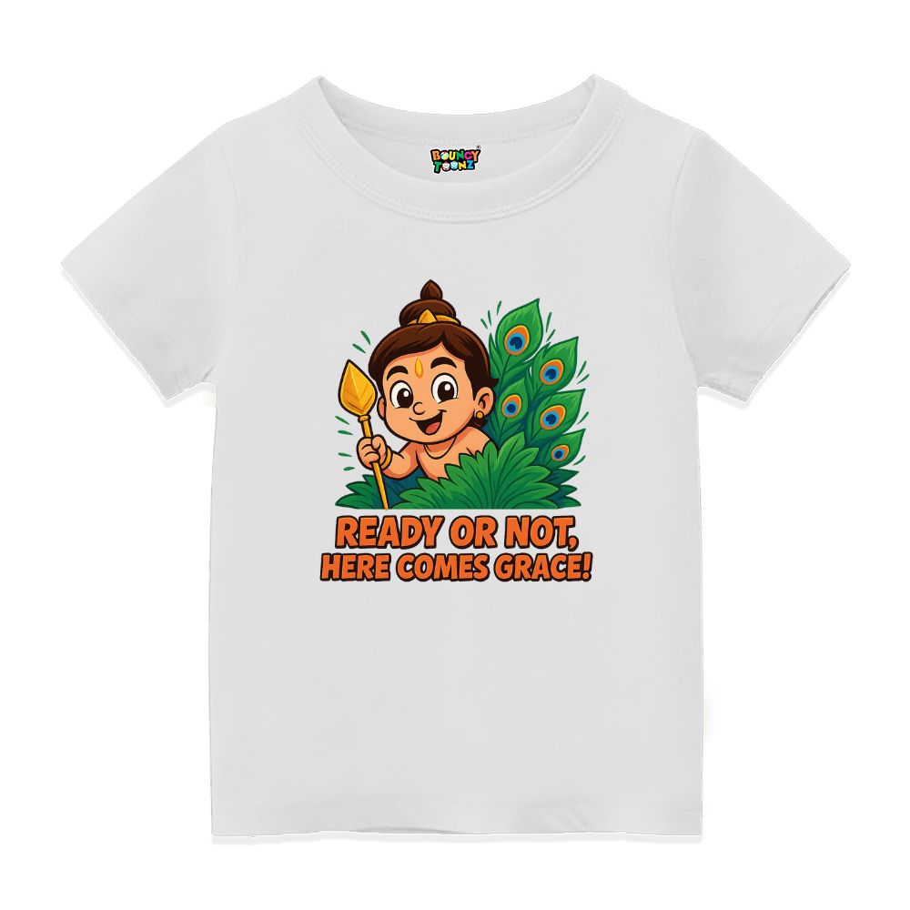 Lord Bala Muruga with Velum Mayilum - Cute Kids Tshirt
