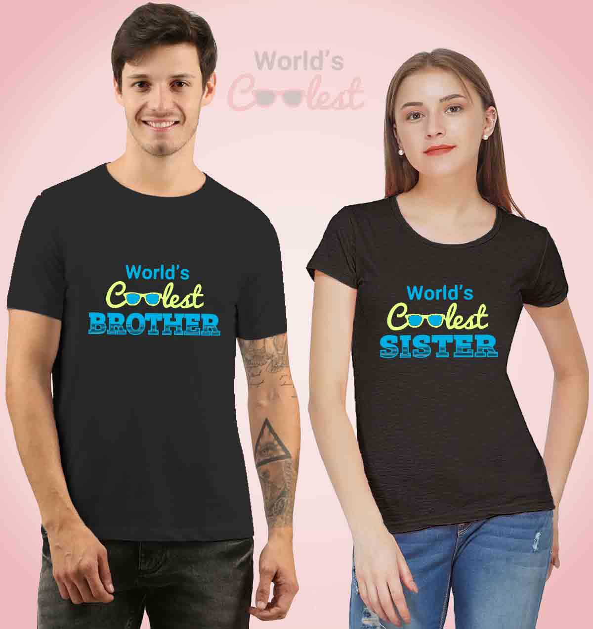 Rakhi 2025 Gift – World's Coolest Siblings Matching T-Shirts