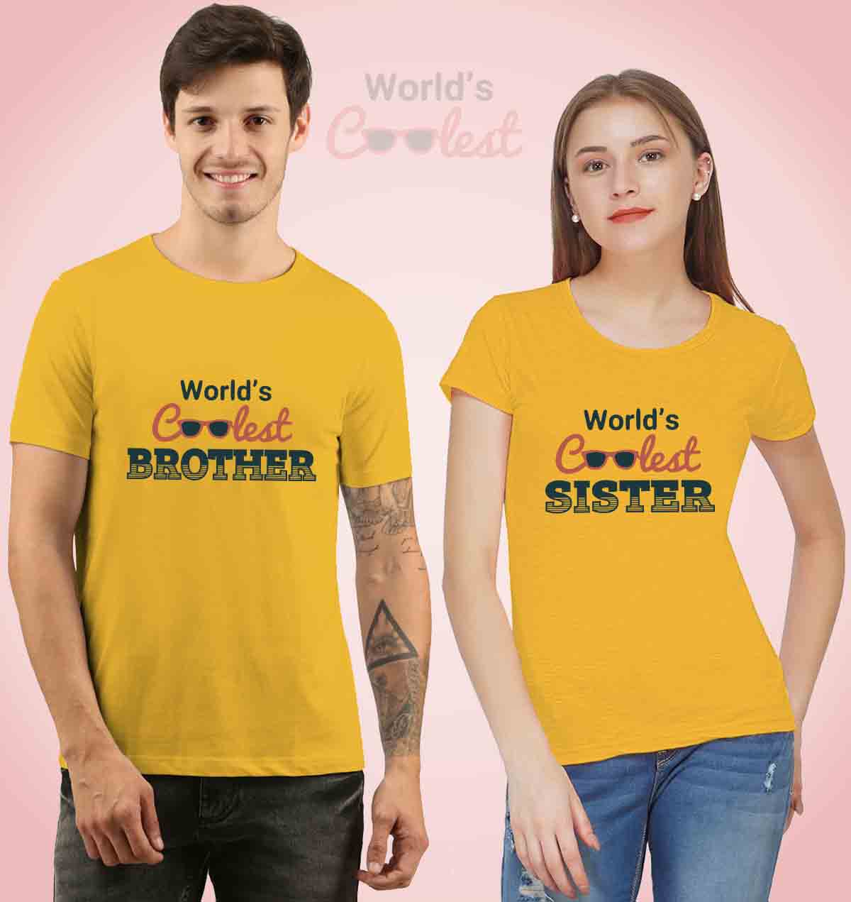 Rakhi 2025 Gift – World's Coolest Siblings Matching T-Shirts