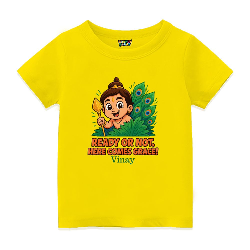 Lord Bala Muruga with Velum Mayilum - Cute Kids Tshirt