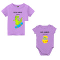 Dino Themed T- Shirt for Big Sister &  Baby (New Born) Romper