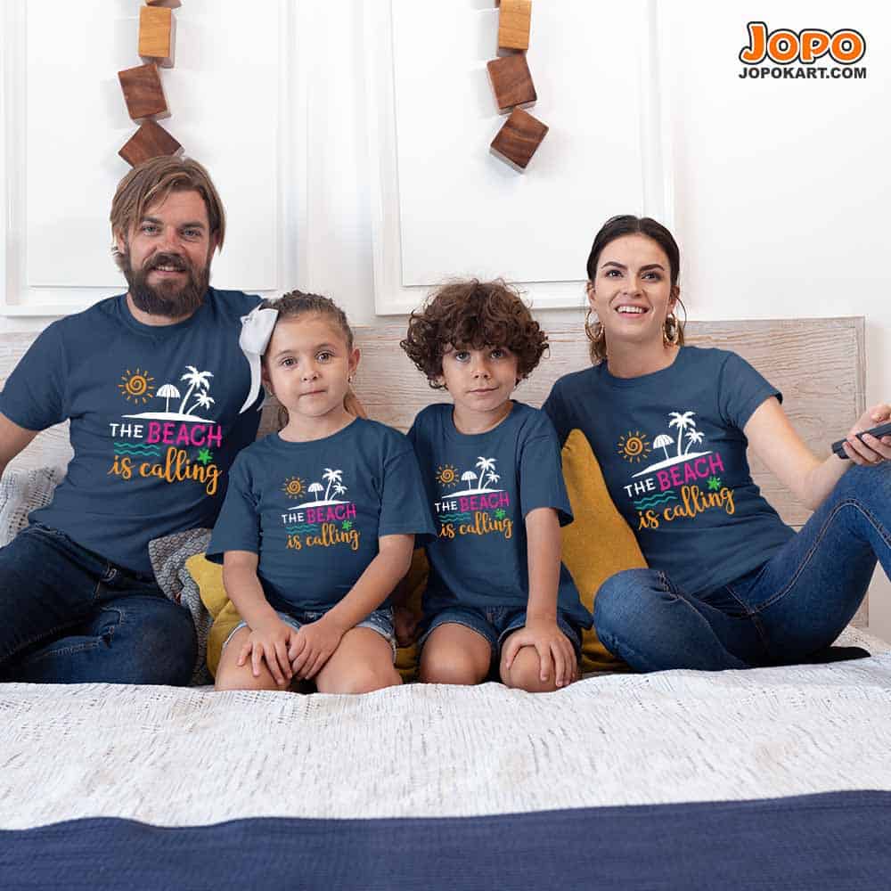 The Beach is Calling Family T-Shirts Set of 3 & 4 for Mom, Dad, Son & Daughter