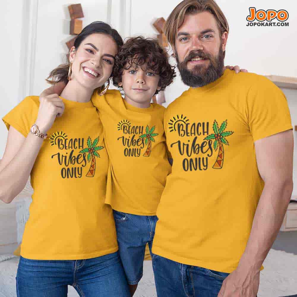 Beach Vibes Only Matching Group Family T-Shirts Set of 3, 4 and 5