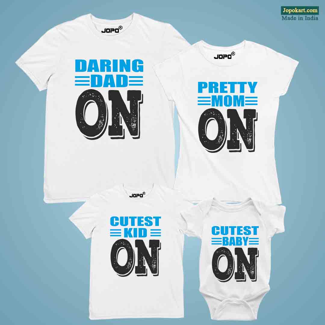 Daring Dad Pretty Mom & Cutest Kid Matching Family T-Shirts Set of 3 and 5