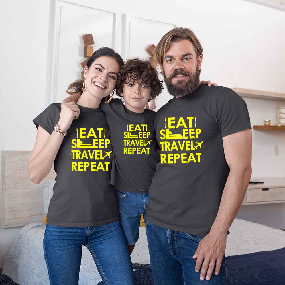 Travel Matching Family T-Shirts Set for 3 for Mom, Dad and Daughter & Son