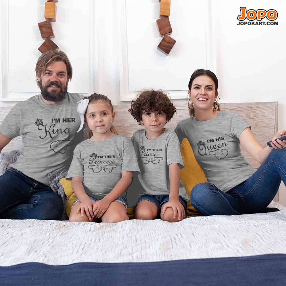 I'm Her King Queen, I'm His Queen Prince Princess Family T-Shirts Set of 3 and 4