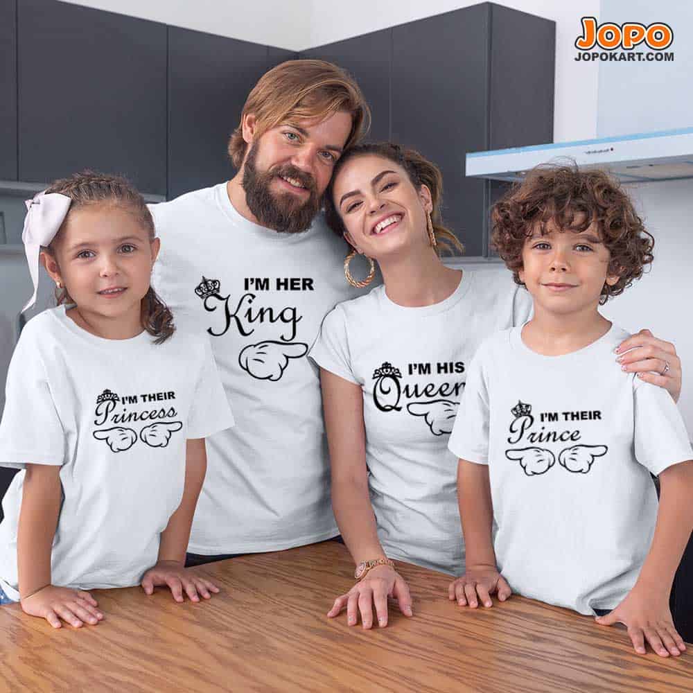 I'm Her King Queen, I'm His Queen Prince Princess Family T-Shirts Set of 3 and 4