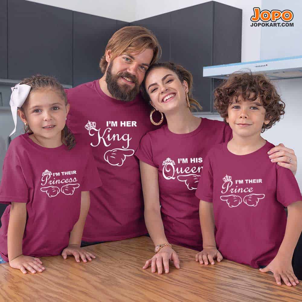 I'm Her King Queen, I'm His Queen Prince Princess Family T-Shirts Set of 3 and 4