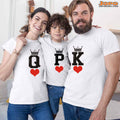 King K Queen Q Prince P Family T-Shirts Set of 3 for Mom, Dad, Son and Daughter