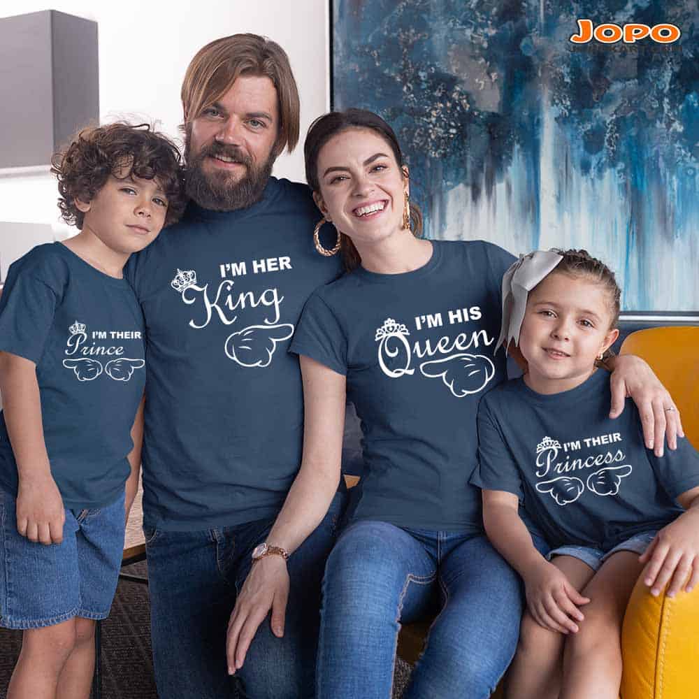 I'm Her King Queen, I'm His Queen Prince Princess Family T-Shirts Set of 3 and 4