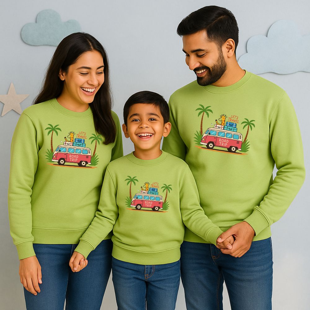 Let’s Travel: Giraffe Squad on the Go! - Kiwi Green Family Sweatshirts