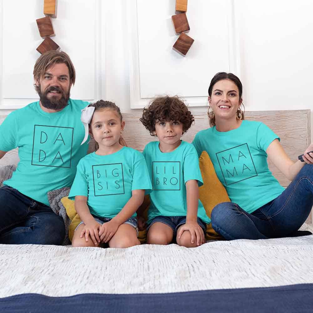 Mama Dada Little Bro Sis & Big Bro Sis Matching Family T-Shirts Set of 3 & 4
