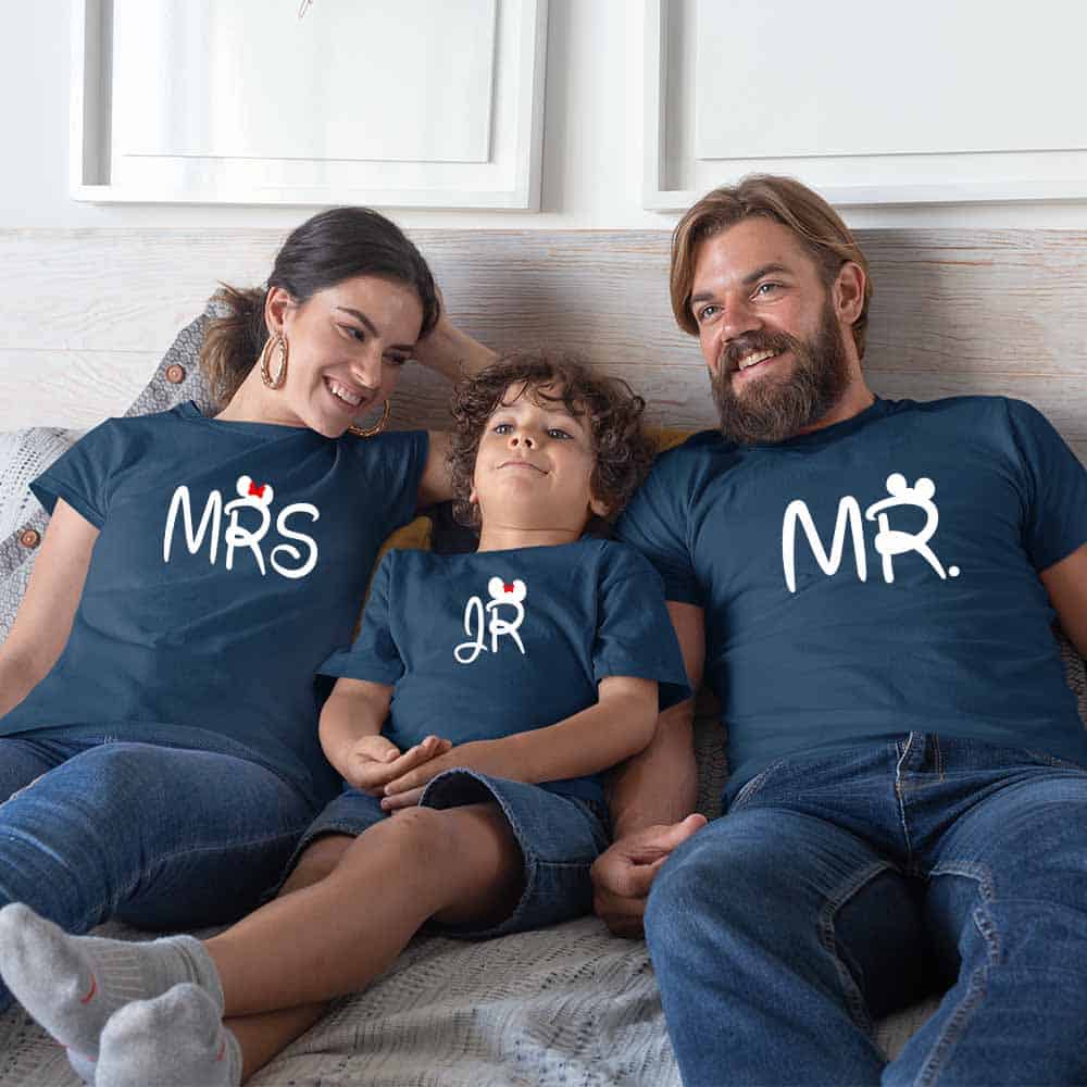 Mr Mrs Jr Matching Family T-Shirts Set of 3 for Son, Mom and Dad