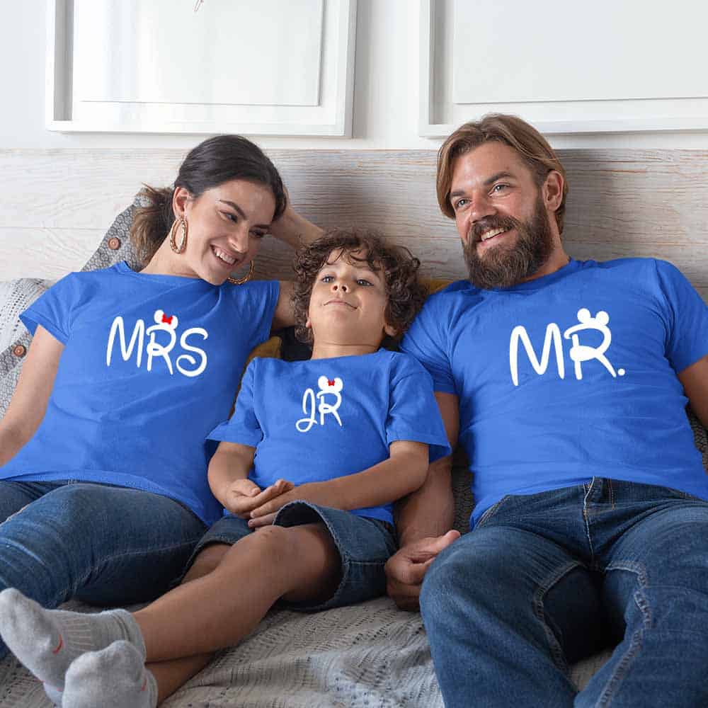 Mr Mrs Jr Matching Family T-Shirts Set of 3 for Son, Mom and Dad