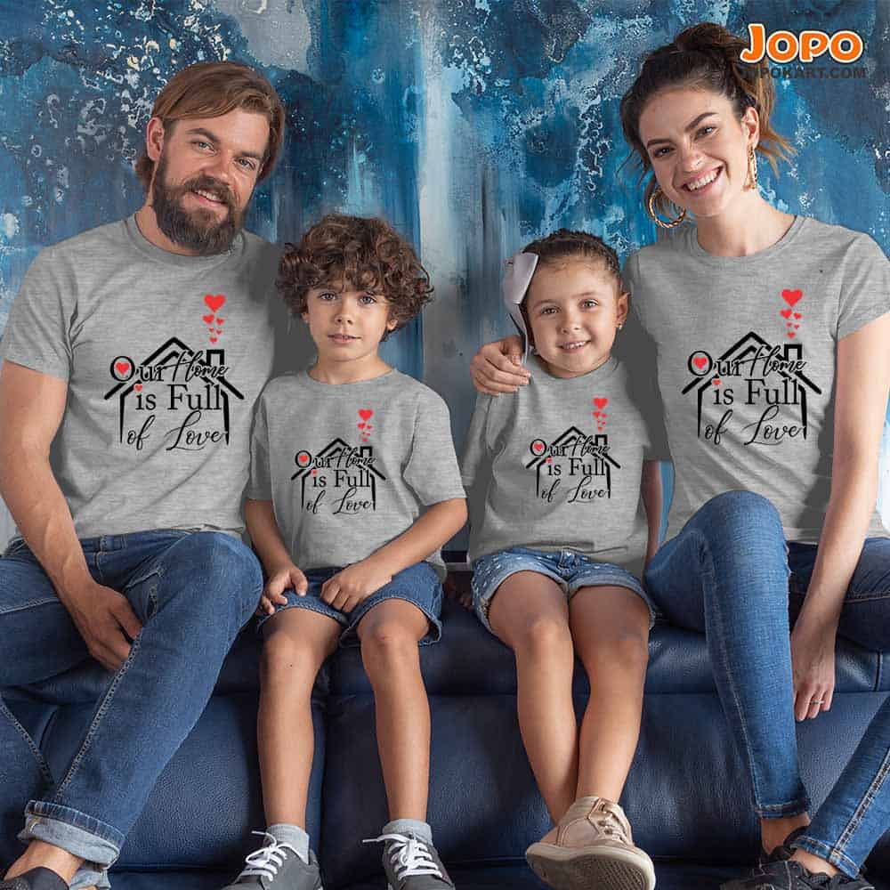 Our Home is Full of Love Matching Family T-Shirts Set of 3 and 4 for Mom, Dad, Son & Daughter