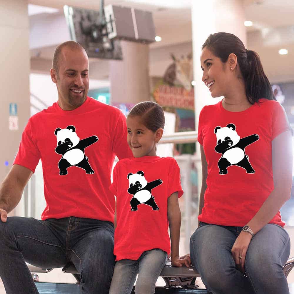 Dabbing Panda Matching Family T-Shirts Set of 3, 4, 5 & 6