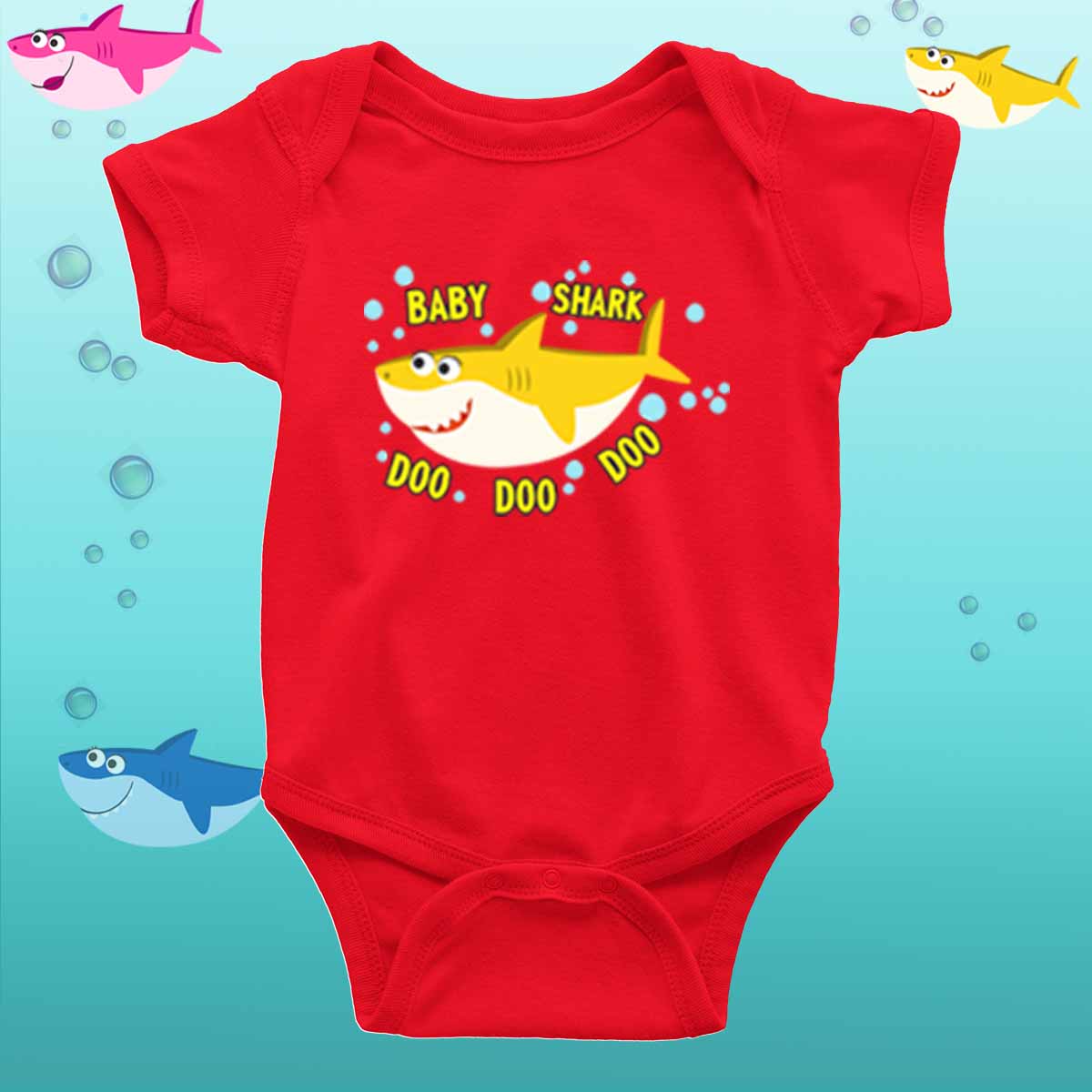 Baby Shark Theme Matching Family T-Shirts Set of 3, 4, 5 for Mom, Dad, Son & Daughter