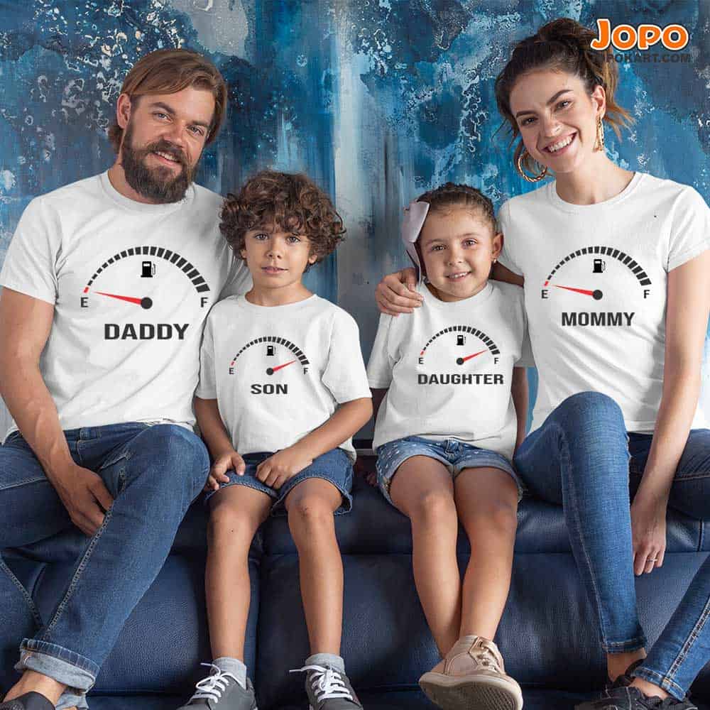 Funny Speedometer Matching Family T-Shirts Set of 3 & 4 for Dad, Mom, Son & Daughter