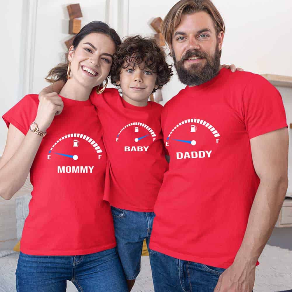 Funny Speedometer Matching Family T-Shirts Set of 3 & 4 for Dad, Mom, Son & Daughter
