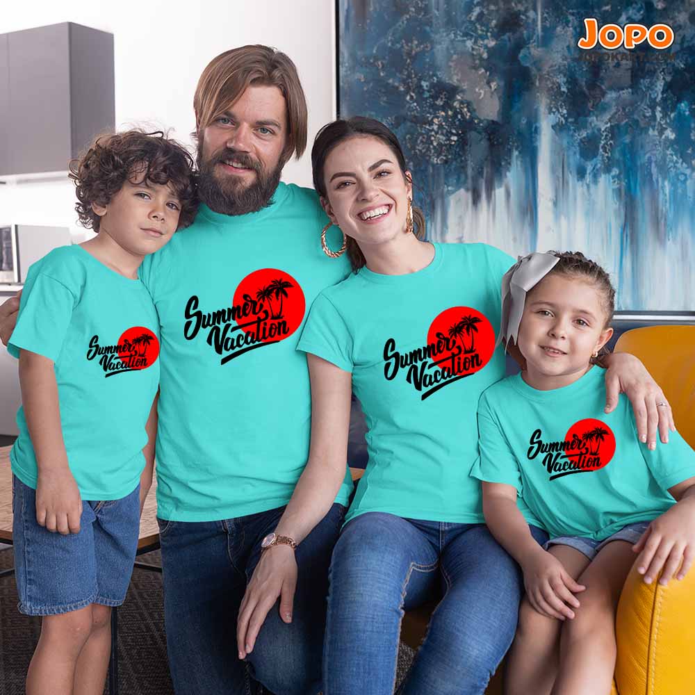 Summer Vacation Matching Family T-Shirts Set of 3 and 4 for Dad, Son, Mom, Daughter