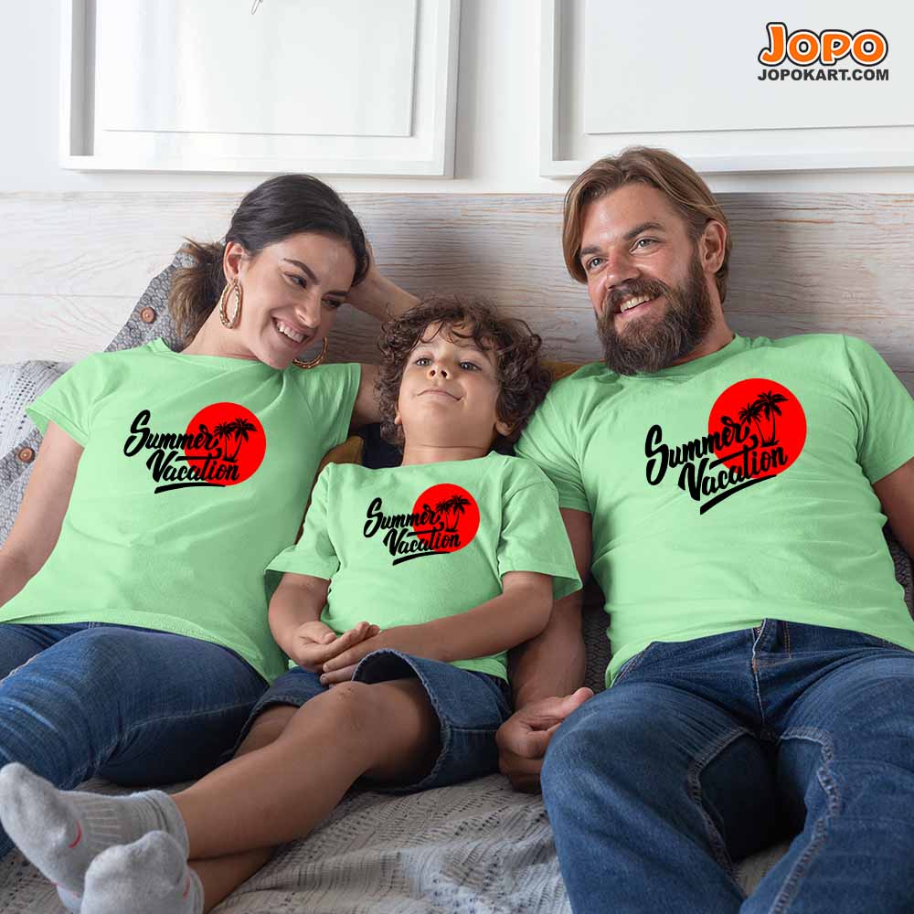 Summer Vacation Matching Family T-Shirts Set of 3 and 4 for Dad, Son, Mom, Daughter