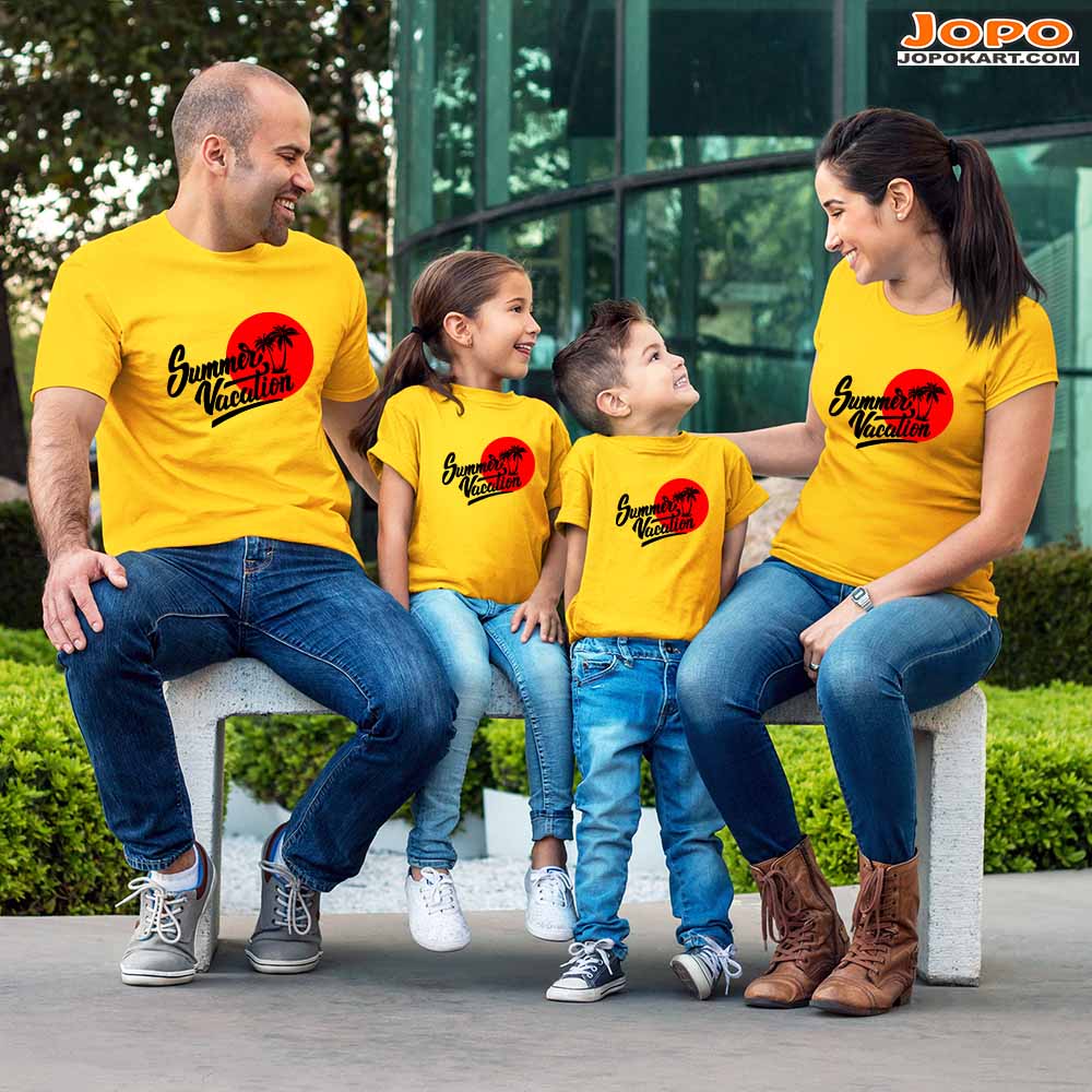 Summer Vacation Matching Family T-Shirts Set of 3 and 4 for Dad, Son, Mom, Daughter