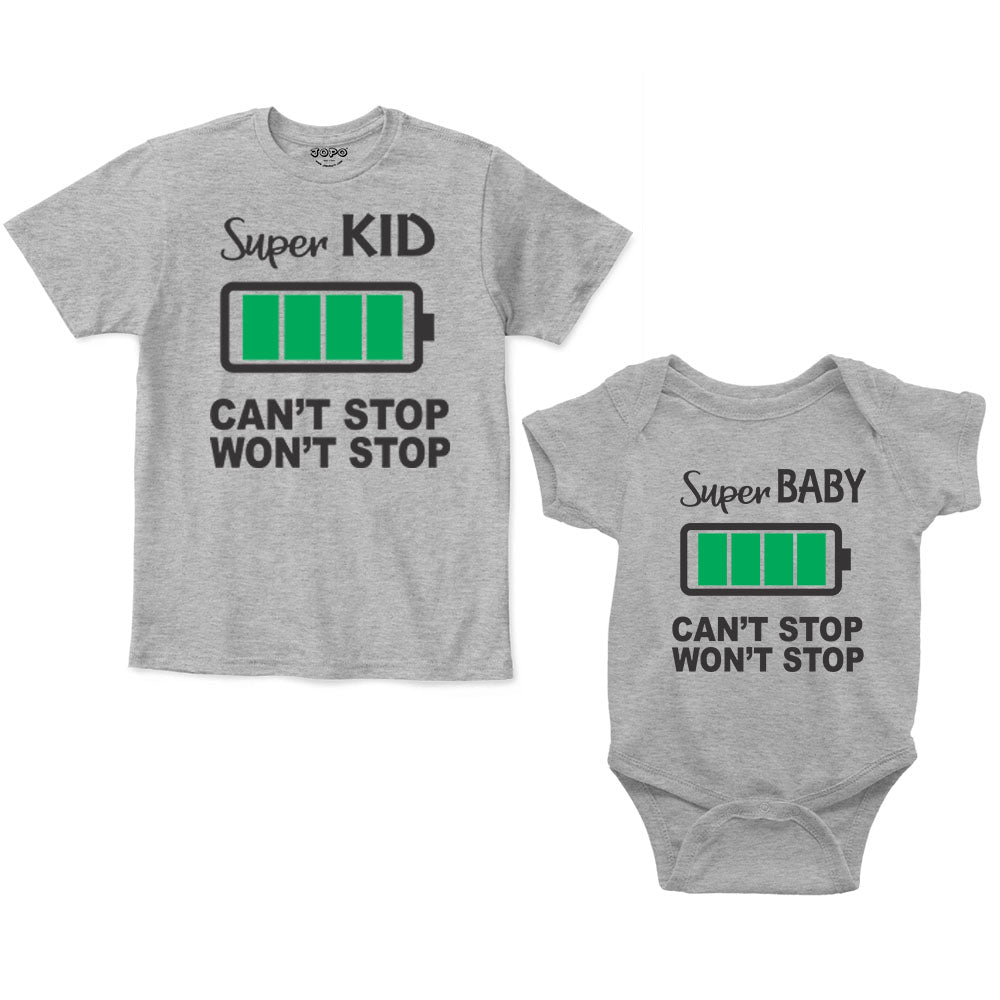 Super Kid Baby Full Charge Sibling Romper With Tshirt